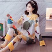 夏季韩版可爱棉绸睡衣女士薄款春秋季长袖绵绸甜美卡通家居服套装