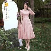 小个子香槟色伴娘小礼服平时可穿2023姐妹团连衣裙气质女夏季