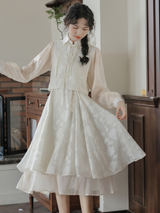 新中式改良旗袍国风套装连衣裙女装秋季2024汉服设计感裙子小个子