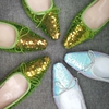 可定制真皮平底鞋女芭蕾鞋，多色系亮片白色绿色浅口单鞋春夏女鞋