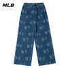MLB 靛蓝色复古牛仔裤长裤女2024春季运动裤女士休闲裤子
