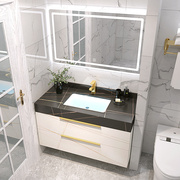 轻奢岩板一体现代简约浴室柜组合洗手洗脸面池卫生间洗漱台盆套装