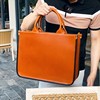 男士托特包头层牛皮手提包，15寸笔记本电脑包，欧美风时尚菜篮子皮包