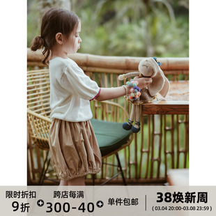史豌豆(史豌豆)女童2024夏季儿童水洗棉灯笼，短裤洋气宝宝宽松休闲裤子