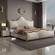 光明卧室轻奢真皮床双人床1.8米主卧大床现代简约高端大气软包床