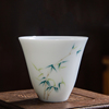 德化青花功夫茶杯陶瓷手绘青花，品茗杯家用高杯子(高杯子，)白茶杯子茶碗