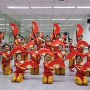 少年志舞蹈服装儿童民族，扇子演出服中国风红色古典中小学生表演服