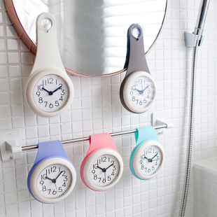 北欧简约浴室钟厨房(钟厨房，)防水静音家用吸盘钟表挂墙创意个性迷你小挂钟