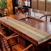中式古风手工布苎麻，镂空浅棕色禅意布茶巾(布茶巾)麻类桌旗桌布