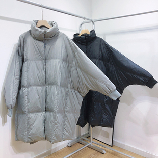原创设计师斗篷羽绒服女冬中长款2020冬装蝙蝠袖大码宽松外套