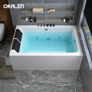 欧凯伦独立式双人浴缸家用亚克力，冲浪按摩恒温大浴池定制1.5-1.8m
