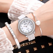士手表表韩版歌迪款白色陶瓷，手表三件套手镯，女gedi时尚