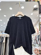 亮丝短袖T恤女夏季设计感宽松显瘦百搭休闲开叉打底衫0.2