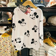香港迪士尼 米奇 米老鼠动漫卡通儿童长袖T恤 短款女童上衣