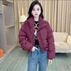 红色棉服女冬季韩版立领，小个子显瘦休闲短款面包服棉袄外套潮