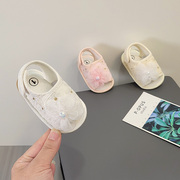 婴儿凉鞋3-6-12个月软底透气防滑蕾丝绣花镂空1岁男女宝宝学步鞋