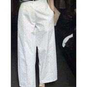 白色裤子女直筒棉麻阔腿裤，夏季亚麻休闲裤，小个子九分裤日系香蕉裤