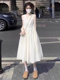 无袖白色连衣裙子女春夏2024年法式气质小个子质感高级感显瘦