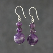 天然紫水晶纯银耳环女原创设计宝石网红小众港风法式复古文艺耳坠