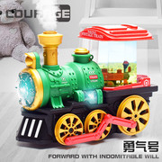 电动蒸汽烟雾火车会自己跑的喷雾火车模型婴幼儿童男女孩行走玩具