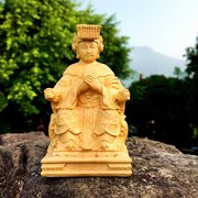 小叶黄杨木雕妈祖海上女神随身迷你工艺品手把件原木雕刻摆件
