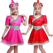 国庆节少数民族特色服装男女儿童夏天短袖蒙古袍舞蹈裙演出服套装