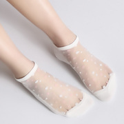 2021薄款水晶玻璃丝短袜镂空可爱圆点透明棉底透气夏季短筒袜