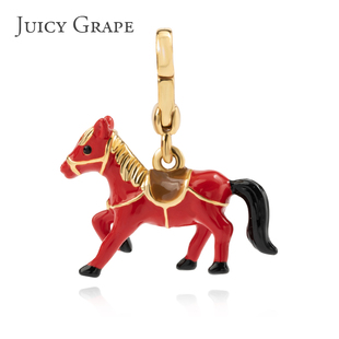 juicygrape红色小马吊坠项链，珐琅本命年立体幸运马挂坠(马挂坠)长款项坠