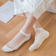 玻璃丝袜子女夏季薄款日系透明水晶袜短袜浅口船袜丝袜棉底女款潮