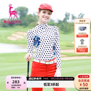 SVG高尔夫舒适弹力长袖泡泡袖T恤时尚波点印花打底衫女