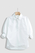 白色衬衫女设计感小众，春季2024衬衣，五分袖法式短款小个子上衣