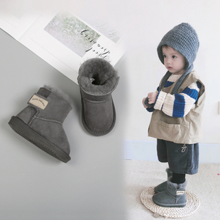 羊皮毛一体宝宝雪地靴，小童1-3岁2男儿童加厚幼儿学步鞋子女童冬季