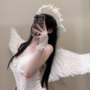 白色天使精灵翅膀羽毛cosplay万圣节圣诞节服装饰女穿搭套装道具