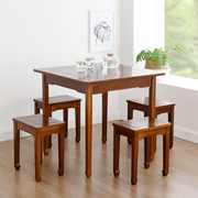 聆听楠竹四方桌餐桌椅组合小户型，饭桌家用实木，小方桌现代简约桌子