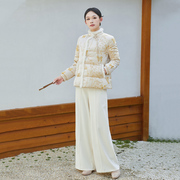 新中式短款羽绒服高端女装白鸭绒(白鸭绒)冬季轻薄保暖国风唐装上衣外套女