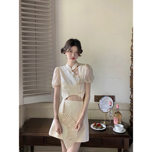 范智乔新中式改良版旗袍夏季设计感小众开叉显瘦气质连衣裙