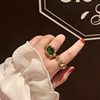 欧美时髦气质复古绿宝石戒指竹节造型夸张个性小众网红食指戒女潮