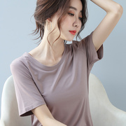 莫代尔短袖t恤女宽松夏季网红ins潮白色，韩版休闲纯色薄款冰丝体恤