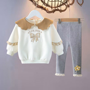 巴拉女童春秋款卫衣套装，女宝宝长袖针织，小童婴儿外套两件套1岁2岁