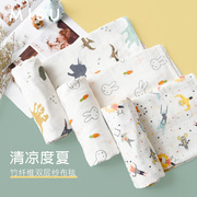 卡通竹纤维双层纱小毯子婴儿儿童夏季薄款毛巾被空调毯盖毯宝宝凉