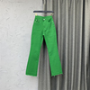 糖果色微喇牛仔裤，女拖地长裤，2024春装绿色弹力修身喇叭裤潮