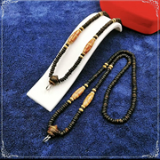 精工佛牌椰壳单挂黄珠，转运珠黑绳纯手工编织佛头，项链绳锁绳60.9cm
