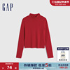 Gap女童春秋洋气修身半高领红色长袖T恤儿童时尚休闲上衣787387