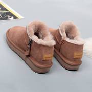 时尚短筒雪地靴女加绒短靴子冬季防滑一脚蹬拉链低帮保暖