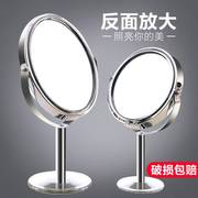 放大化妆镜50倍双面高清台式美容镜高档欧式桌面，简约带灯化妆镜携