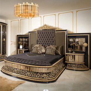 别墅高端定制双人单人床，欧式家具法式奢华布艺，婚床实木雕花公主床