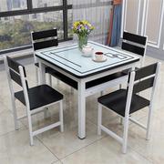高档钢化玻璃餐桌椅小户型四方桌正方形方桌经济型双层家用饭桌方