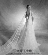 欧美新娘结婚披纱 韩式简约3米拖尾婚礼纱长头纱旅拍写真配饰