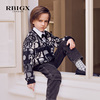 RBIGX瑞比克童装秋季字母花版学院风针织毛衣男童羊毛开衫