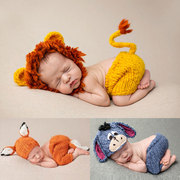 可爱卡通动物婴儿拍照衣服 宝宝满月照服装 小狮子狐狸儿童套装